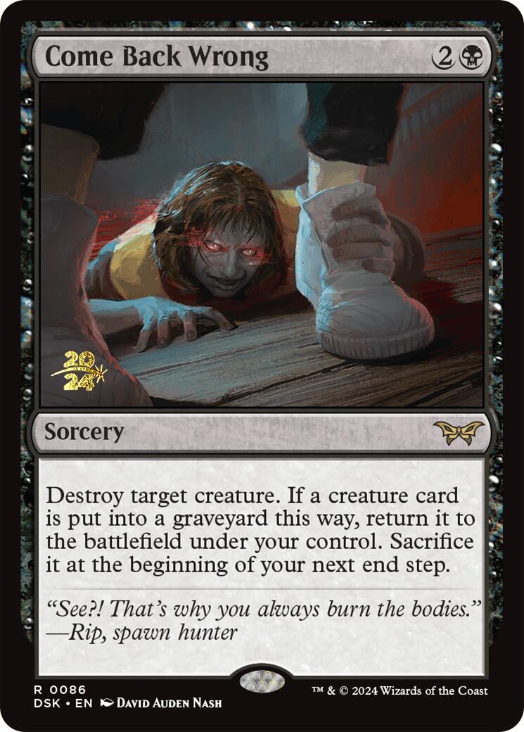 Come Back Wrong (0086) [Duskmourn: House of Horror Prerelease Promos] MTG Single Magic: The Gathering    | Red Claw Gaming