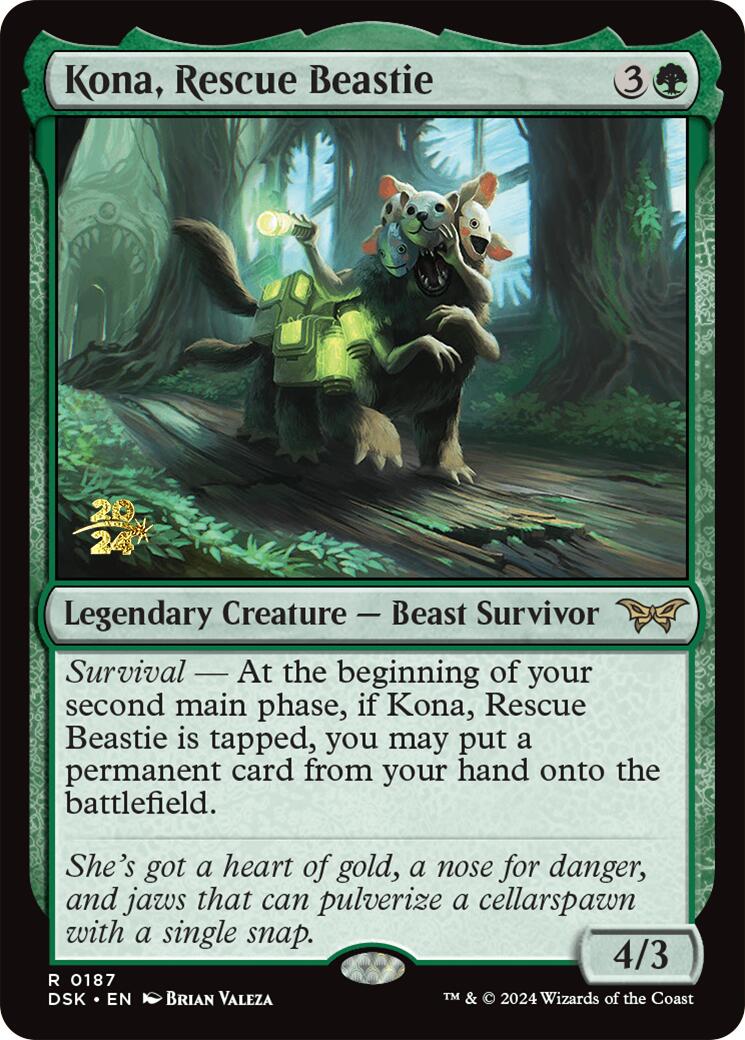 Kona, Rescue Beastie (0187) [Duskmourn: House of Horror Prerelease Promos] MTG Single Magic: The Gathering    | Red Claw Gaming