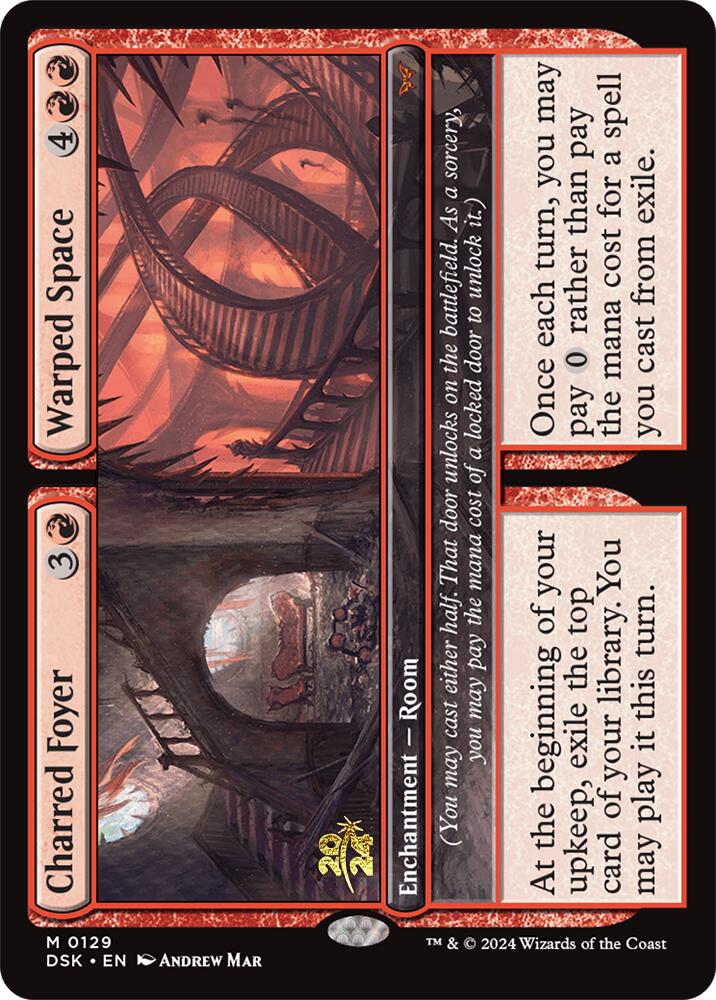 Charred Foyer // Warped Space [Duskmourn: House of Horror Prerelease Promos] MTG Single Magic: The Gathering    | Red Claw Gaming