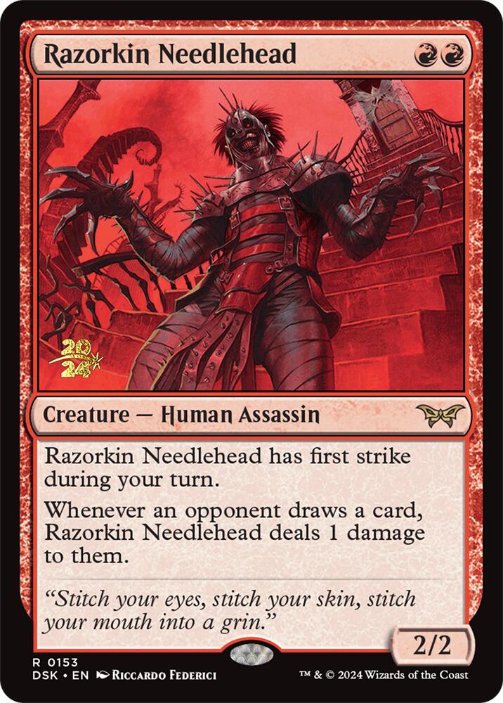 Razorkin Needlehead [Duskmourn: House of Horror Prerelease Promos] MTG Single Magic: The Gathering    | Red Claw Gaming