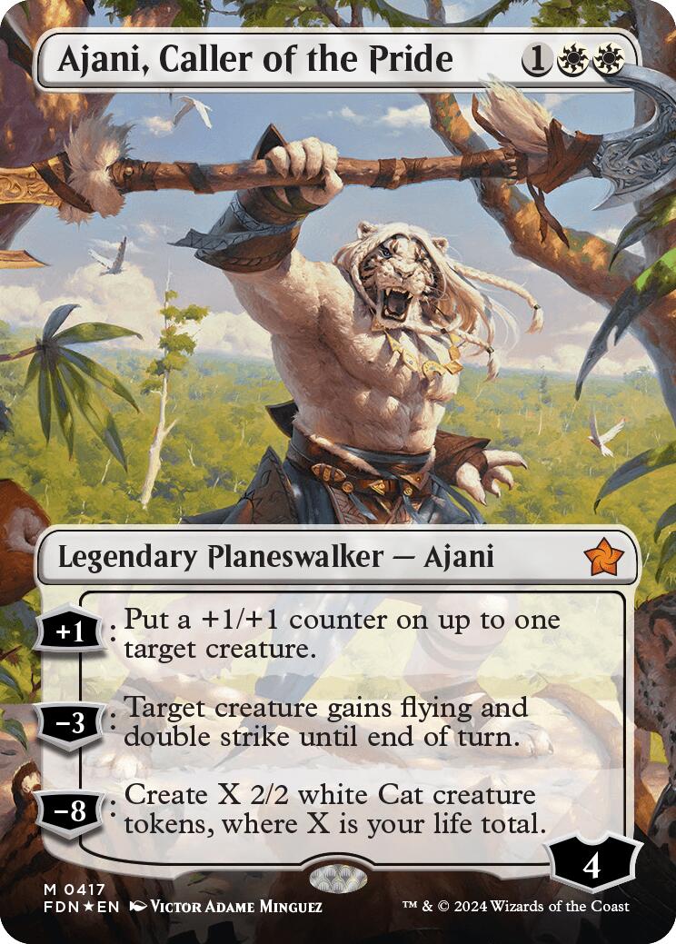 Ajani, Caller of the Pride (Borderless) (Mana Foil) [Foundations] MTG Single Magic: The Gathering | Red Claw Gaming