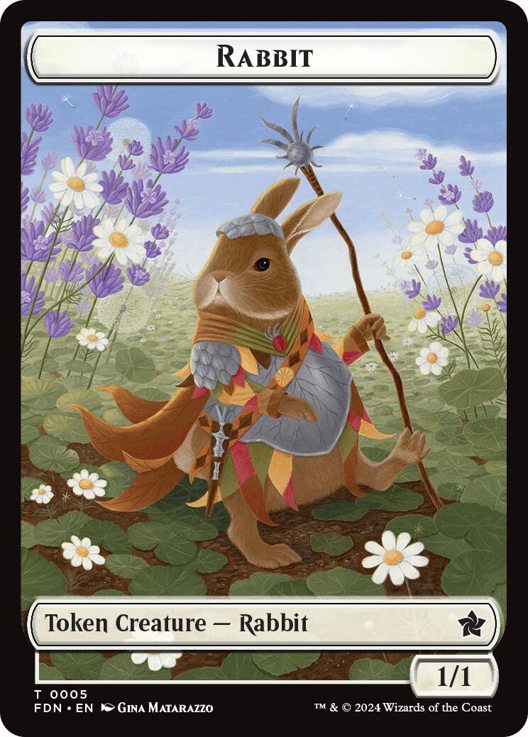 Rabbit // Soldier Double-Sided Token [Foundations Tokens] | Red Claw Gaming