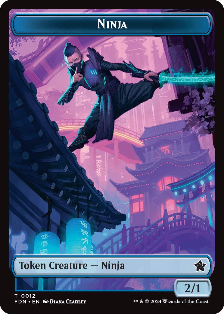 Emblem - Kaito, Cunning Infiltrator // Ninja Doubled-Sided Token [Foundations Tokens] | Red Claw Gaming