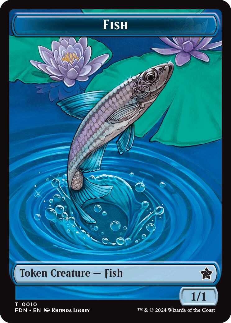 Faerie // Fish Doubled-Sided Token [Foundations Tokens] | Red Claw Gaming