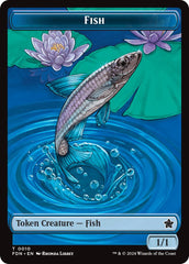 Faerie // Fish Doubled-Sided Token [Foundations Tokens] | Red Claw Gaming