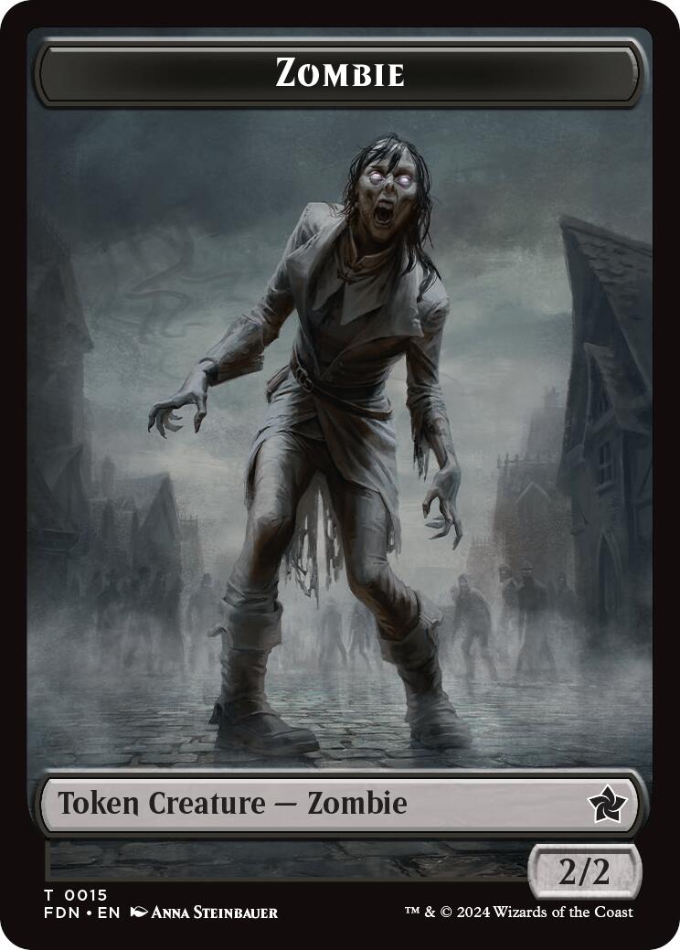 Goblin // Zombie Doubled-Sided Token [Foundations Tokens] | Red Claw Gaming