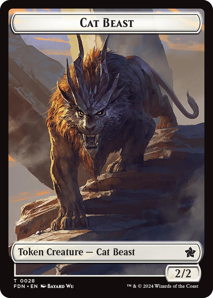 Cat Beast // Dragon (0017) Double-Sided Token [Foundations Tokens] MTG Single Magic: The Gathering | Red Claw Gaming