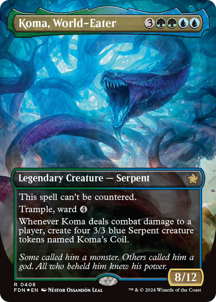 Koma, World-Eater (Borderless) (Mana Foil) [Foundations] | Red Claw Gaming