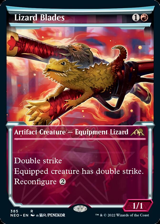 Lizard Blades (Showcase Soft Glow) [Kamigawa: Neon Dynasty] MTG Single Magic: The Gathering    | Red Claw Gaming