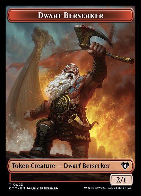 Human Soldier // Dwarf Berserker Double-Sided Token [Commander Masters Tokens] MTG Single Magic: The Gathering    | Red Claw Gaming