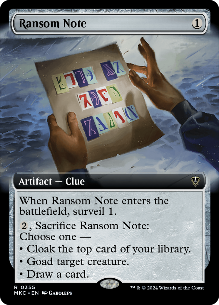 Ransom Note (0355) (Extended Art) [Murders at Karlov Manor Commander] MTG Single Magic: The Gathering    | Red Claw Gaming