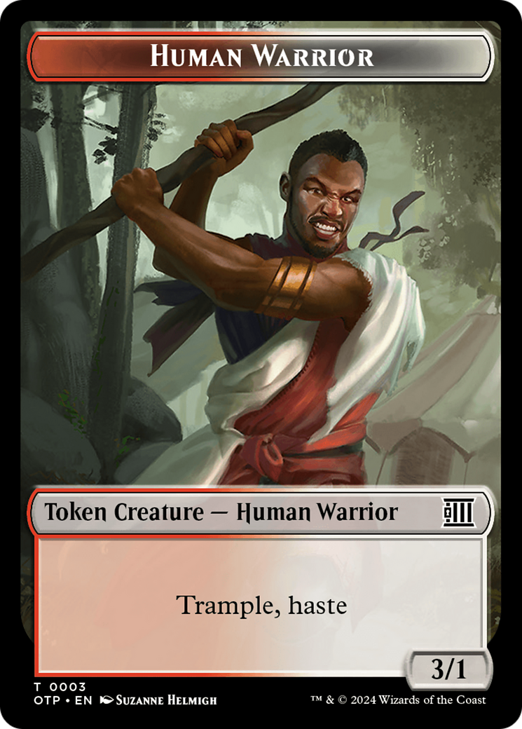 Treasure // Human Warrior Double-Sided Token [Outlaws of Thunder Junction Tokens] MTG Single Magic: The Gathering    | Red Claw Gaming