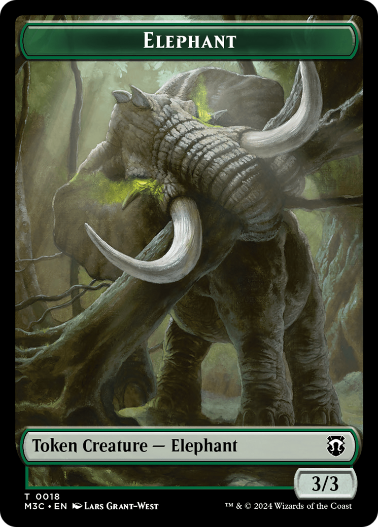 Zombie (Ripple Foil) // Elephant Double-Sided Token [Modern Horizons 3 Commander Tokens] MTG Single Magic: The Gathering    | Red Claw Gaming