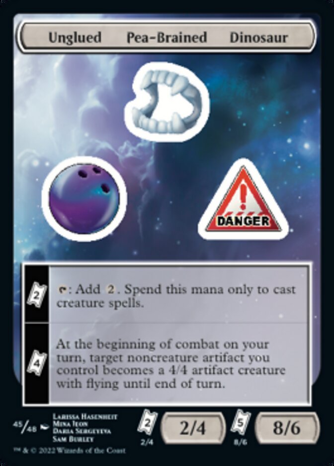 Unglued Pea-Brained Dinosaur [Unfinity Stickers] MTG Single Magic: The Gathering    | Red Claw Gaming