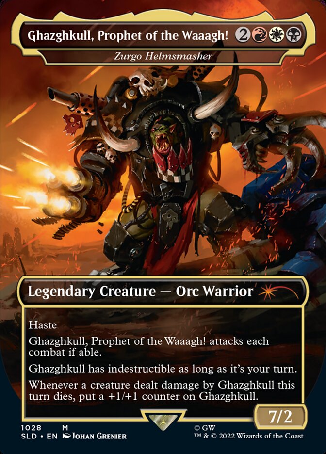 Ghazghkull, Prophet of the Waaagh! - Zurgo Helmsmasher (Borderless) [Secret Lair Drop Series] MTG Single Magic: The Gathering    | Red Claw Gaming