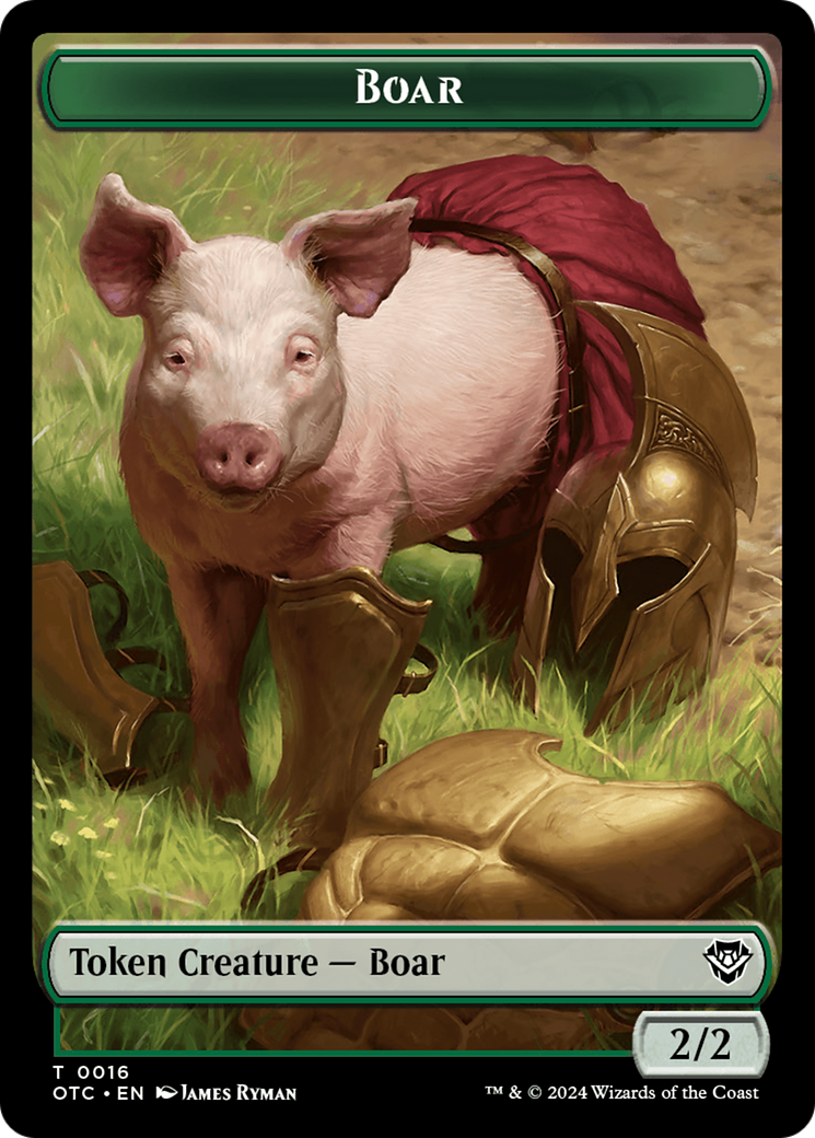 Boar // Manifest Double-Sided Token [Outlaws of Thunder Junction Commander Tokens] MTG Single Magic: The Gathering    | Red Claw Gaming