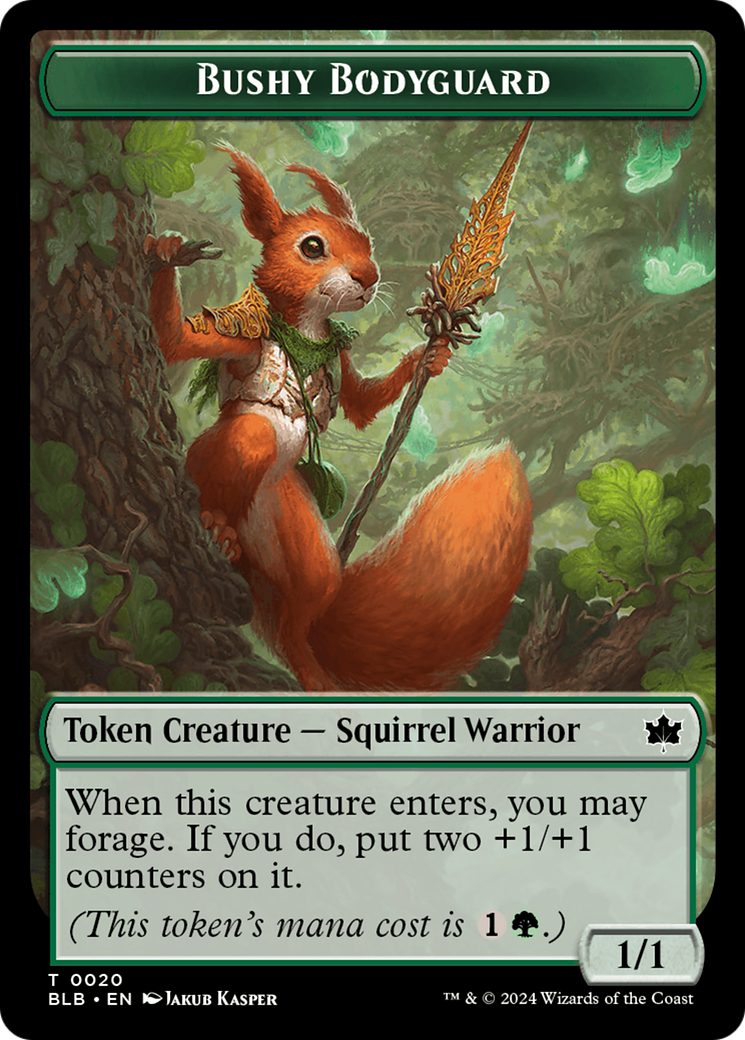 Emblem - Ral, Crackling Wit // Bushy Bodyguard Double-Sided Token [Bloomburrow Tokens] MTG Single Magic: The Gathering    | Red Claw Gaming