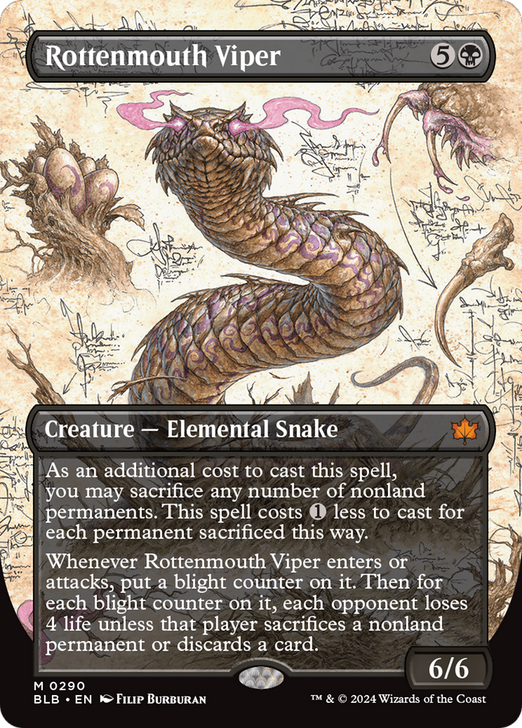 Rottenmouth Viper (Borderless) [Bloomburrow] MTG Single Magic: The Gathering    | Red Claw Gaming