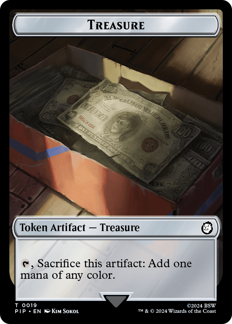 Treasure (0019) // Human Soldier Double-Sided Token [Fallout Tokens] MTG Single Magic: The Gathering    | Red Claw Gaming