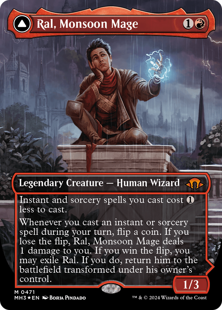 Ral, Monsoon Mage // Ral, Leyline Prodigy (Borderless) (Textured Foil) [Modern Horizons 3] MTG Single Magic: The Gathering    | Red Claw Gaming