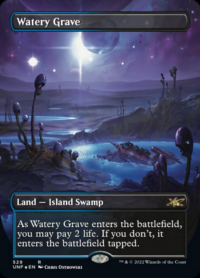 Watery Grave (Borderless) (Galaxy Foil) [Unfinity] MTG Single Magic: The Gathering    | Red Claw Gaming