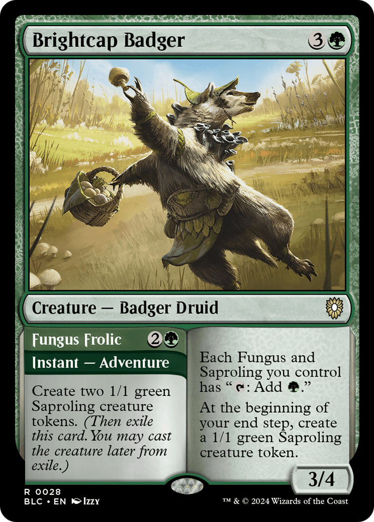 Brightcap Badger // Fungus Frolic [Bloomburrow Commander] MTG Single Magic: The Gathering    | Red Claw Gaming