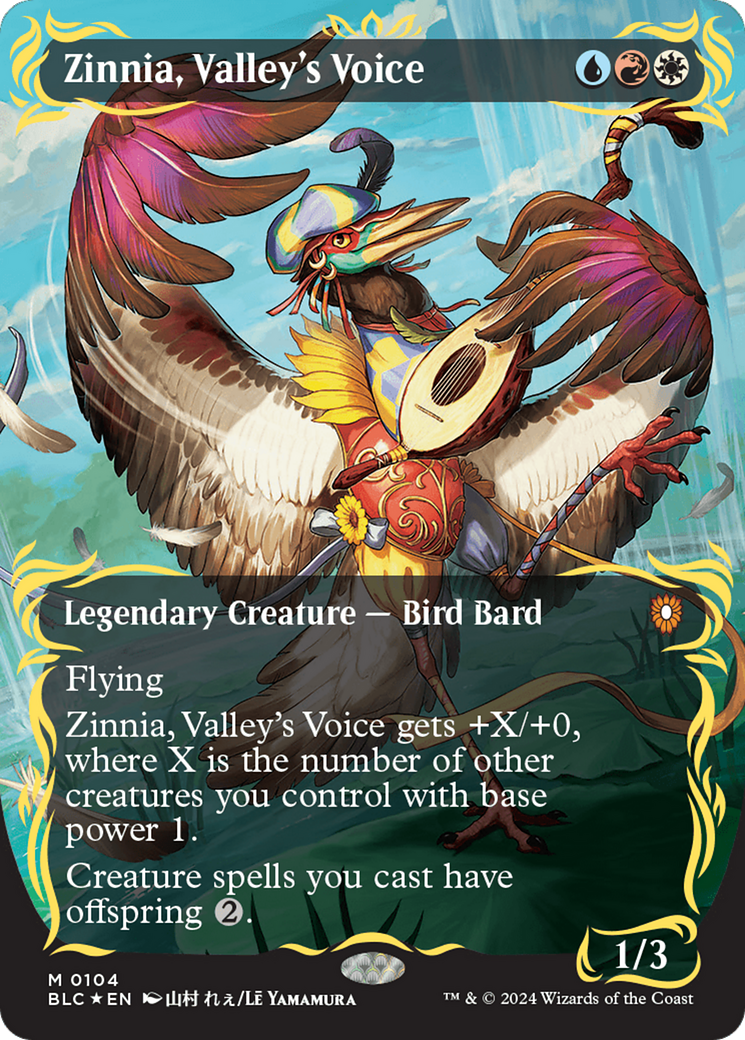 Zinnia, Valley's Voice (Borderless) (Raised Foil) [Bloomburrow Commander] MTG Single Magic: The Gathering    | Red Claw Gaming