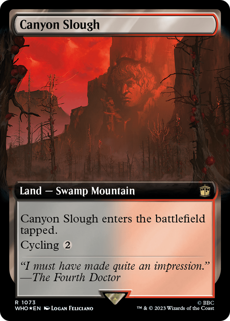 Canyon Slough (Extended Art) (Surge Foil) [Doctor Who] MTG Single Magic: The Gathering    | Red Claw Gaming