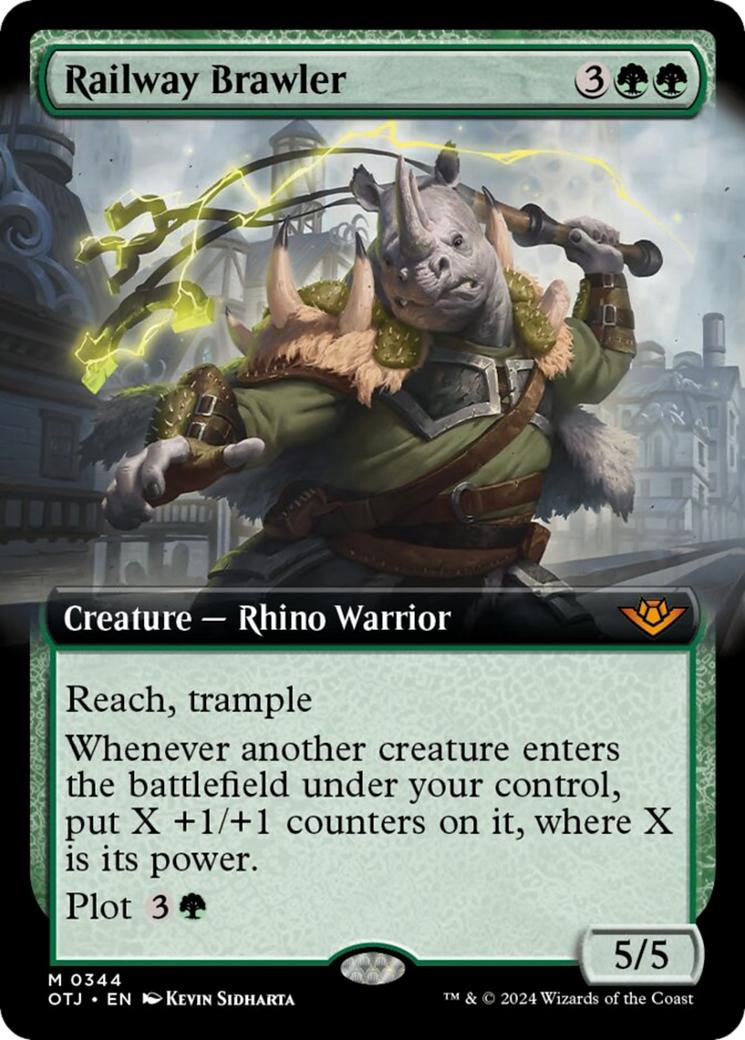 Railway Brawler (Extended Art) [Outlaws of Thunder Junction] MTG Single Magic: The Gathering    | Red Claw Gaming