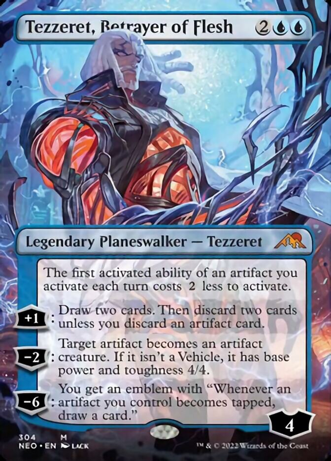 Tezzeret, Betrayer of Flesh (Borderless) [Kamigawa: Neon Dynasty] MTG Single Magic: The Gathering    | Red Claw Gaming