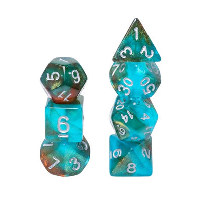 GLOW IN THE DARK - BLUE NEBULA RPG DICE SET Dice & Counters Foam Brain Games    | Red Claw Gaming