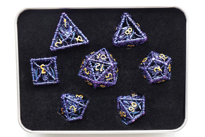 GRIM SCYTHE: PURPLE - METAL RPG DICE SET Dice & Counters Foam Brain Games    | Red Claw Gaming