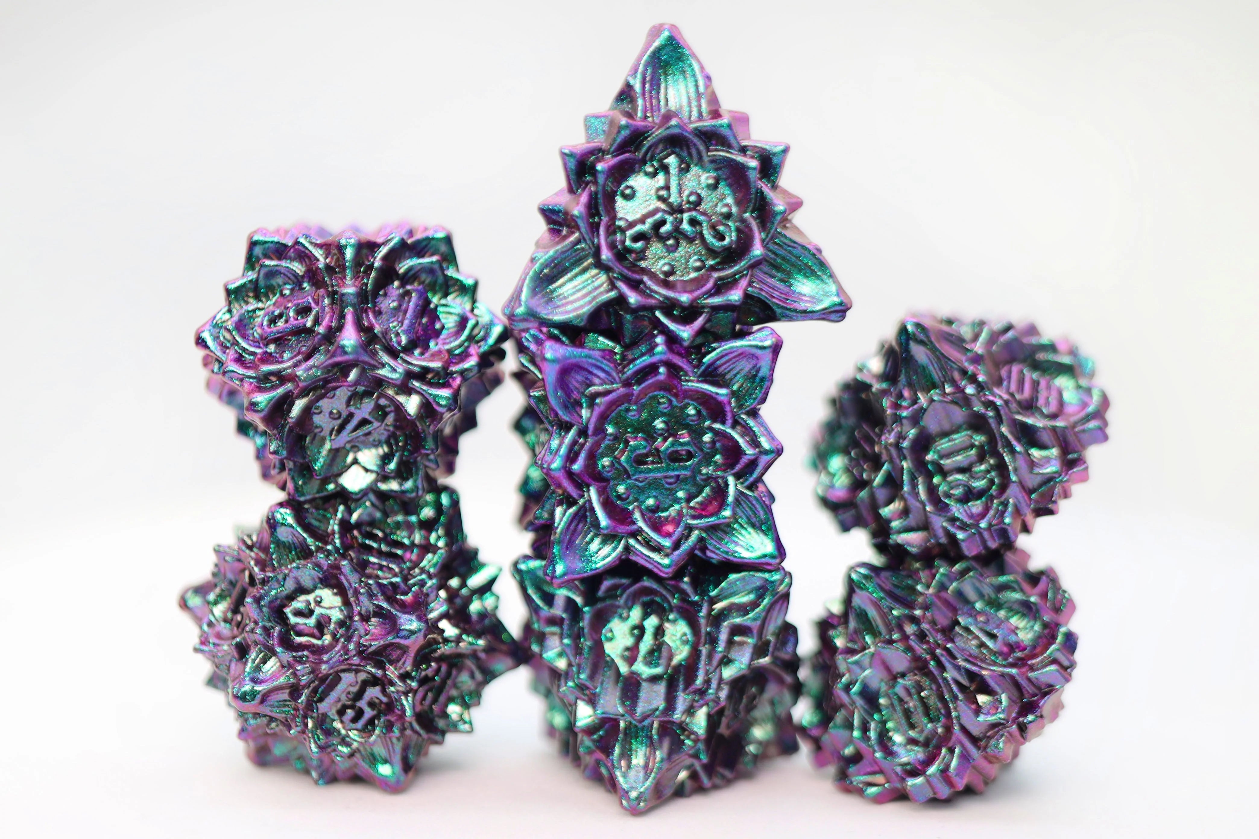 FLORAL STARBURST: MYSTIC MARIGOLD - METAL RPG DICE SET Dice & Counters Foam Brain Games    | Red Claw Gaming