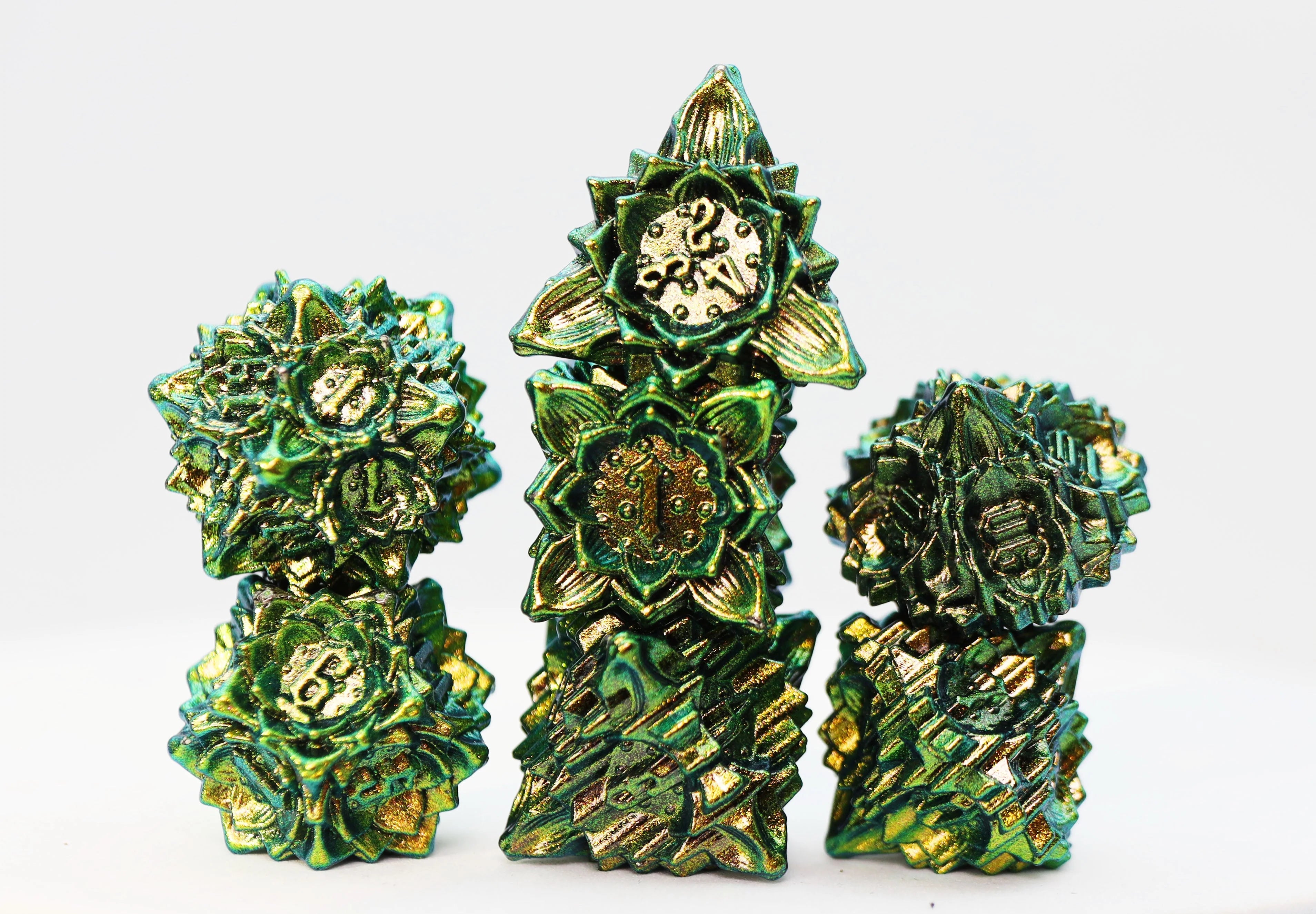 FLORAL STARBURST: FROSTED UNDERGROWTH - METAL RPG DICE SET Dice & Counters Foam Brain Games    | Red Claw Gaming