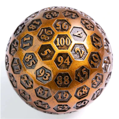 INSCRIBED 45MM METAL D100 - GOLD Dice & Counters Foam Brain Games    | Red Claw Gaming