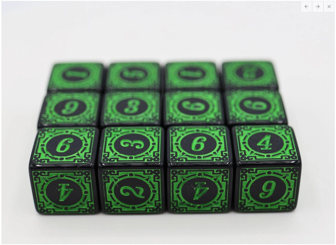 12 piece D6s - MAGIC BURST GREEN Dice & Counters Foam Brain Games | Red Claw Gaming