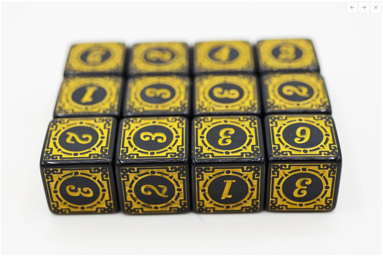 12 piece D6s - MAGIC BURST YELLOW Dice & Counters Foam Brain Games | Red Claw Gaming