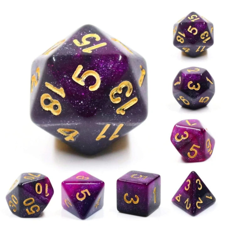 Black & Purple Galaxy RPG Dice Set Dice & Counters Foam Brain Games    | Red Claw Gaming