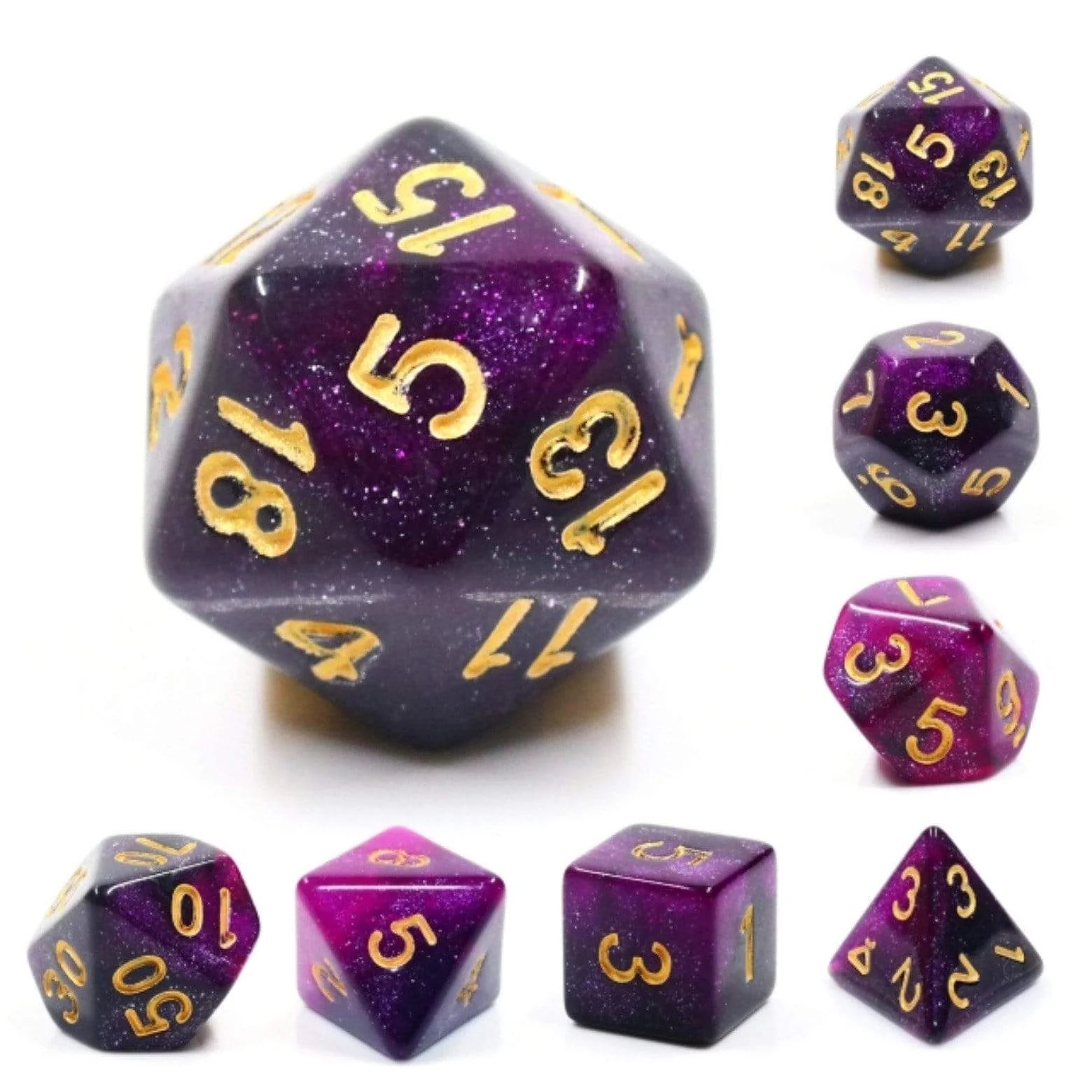 BLACK & PURPLE GALAXY RPG DICE SET Dice & Counters Foam Brain Games    | Red Claw Gaming