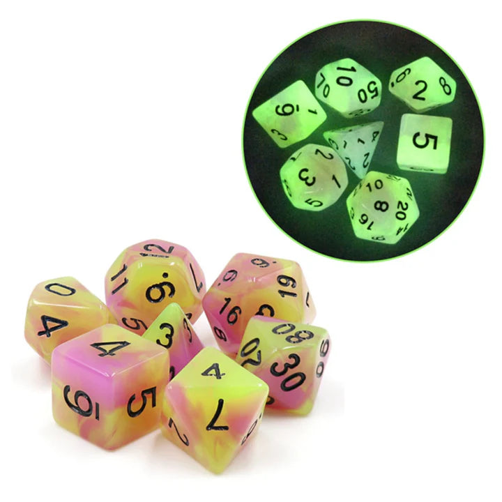 Glow in the Dark Tulip RPG Dice Set Dice & Counters Foam Brain Games    | Red Claw Gaming