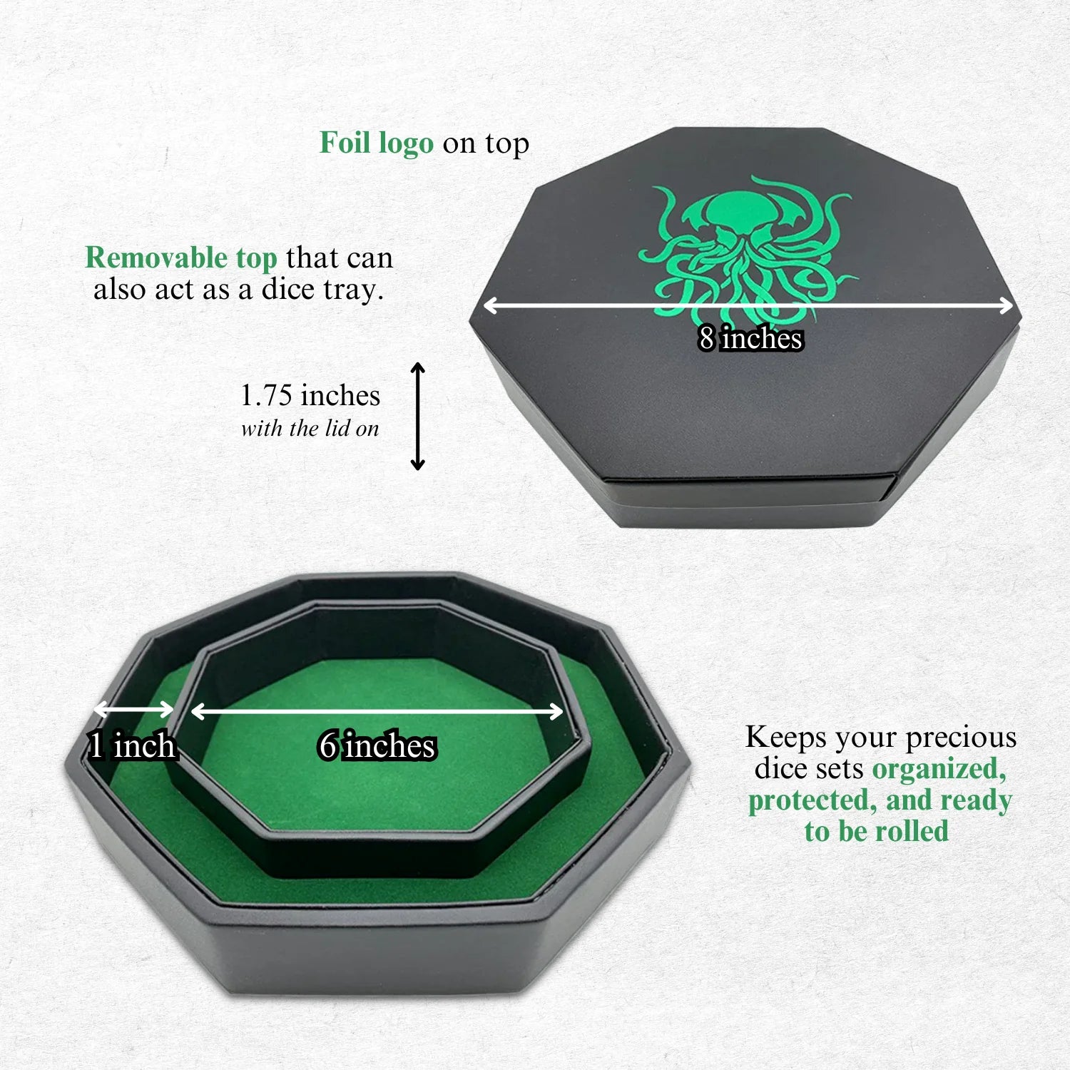 GREEN CTHULHU - TRAY OF HOLDING™ DICE TRAY BY NORSE FOUNDRY  Norse Foundry    | Red Claw Gaming