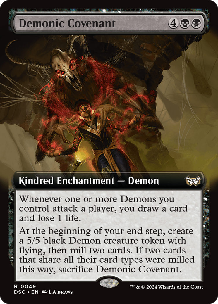 Demonic Covenant (Extended Art) [Duskmourn: House of Horror Commander] MTG Single Magic: The Gathering    | Red Claw Gaming