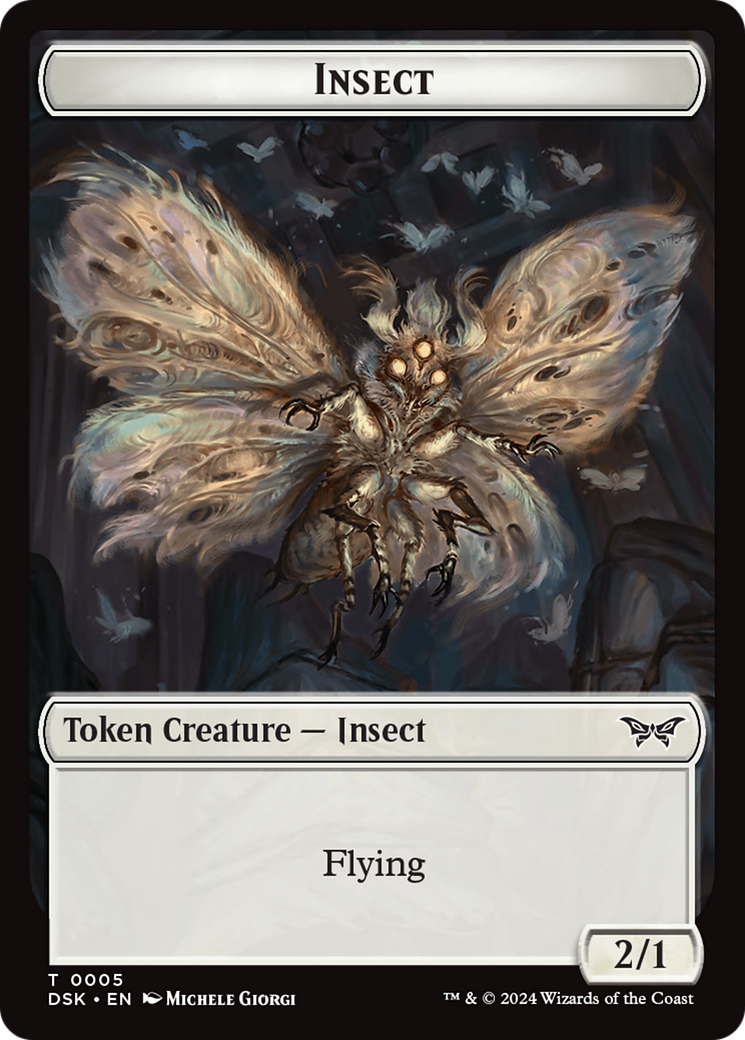 Insect (0005) // Manifest Double-Sided Token [Duskmourn: House of Horror Tokens] MTG Single Magic: The Gathering    | Red Claw Gaming