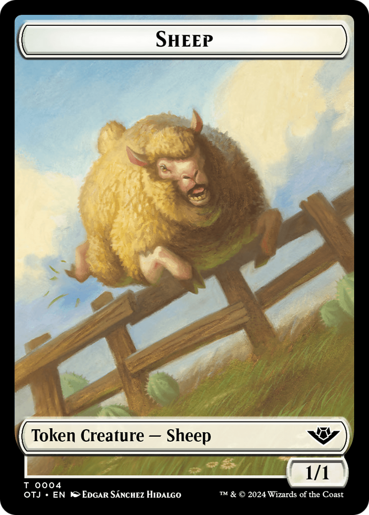 Sheep Token [Outlaws of Thunder Junction Tokens] MTG Single Magic: The Gathering    | Red Claw Gaming