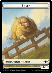 Mercenary // Sheep Double-Sided Token [Outlaws of Thunder Junction Tokens] MTG Single Magic: The Gathering    | Red Claw Gaming