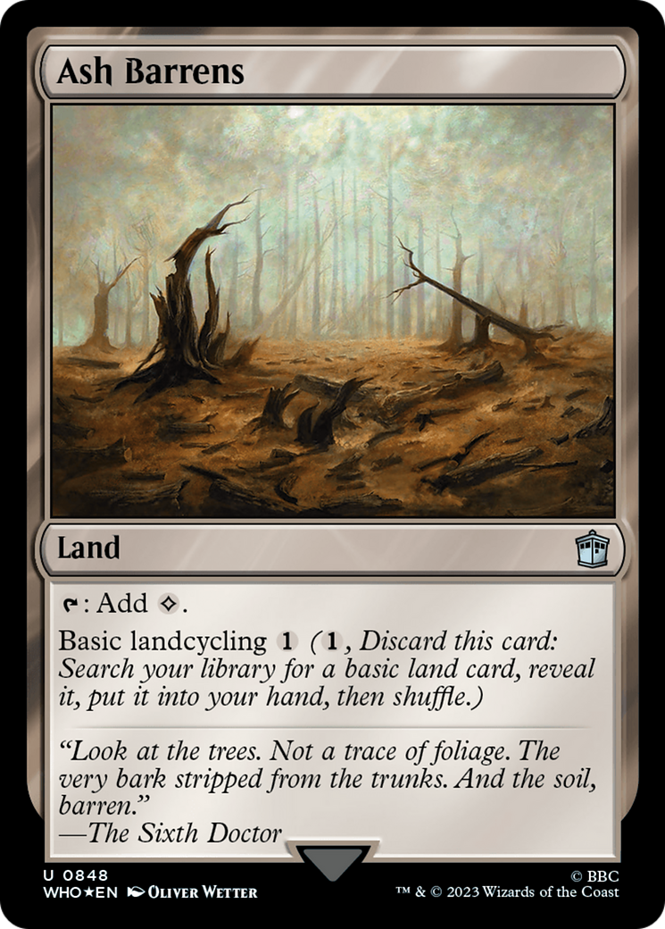 Ash Barrens (Surge Foil) [Doctor Who] MTG Single Magic: The Gathering    | Red Claw Gaming