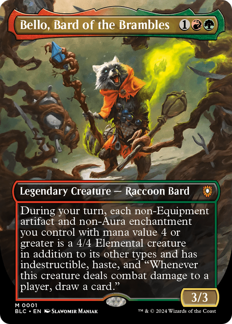 Bello, Bard of the Brambles (Borderless) [Bloomburrow Commander] MTG Single Magic: The Gathering    | Red Claw Gaming