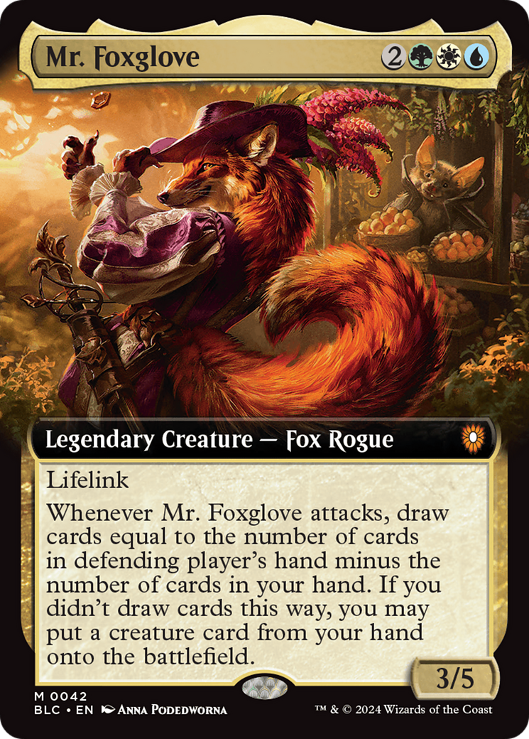 Mr. Foxglove (Extended Art) [Bloomburrow Commander] MTG Single Magic: The Gathering    | Red Claw Gaming