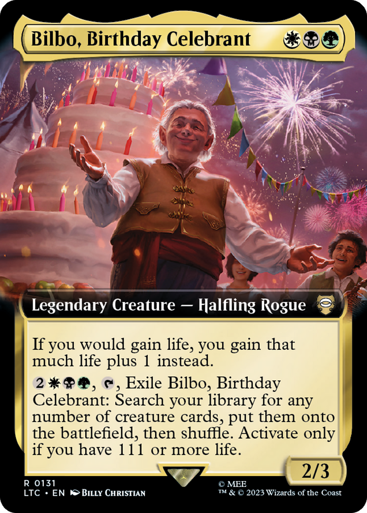 Bilbo, Birthday Celebrant (Extended Art) [The Lord of the Rings: Tales of Middle-Earth Commander] MTG Single Magic: The Gathering    | Red Claw Gaming