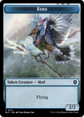 Bird (011) // Shark Double-Sided Token [Bloomburrow Commander Tokens] MTG Single Magic: The Gathering    | Red Claw Gaming